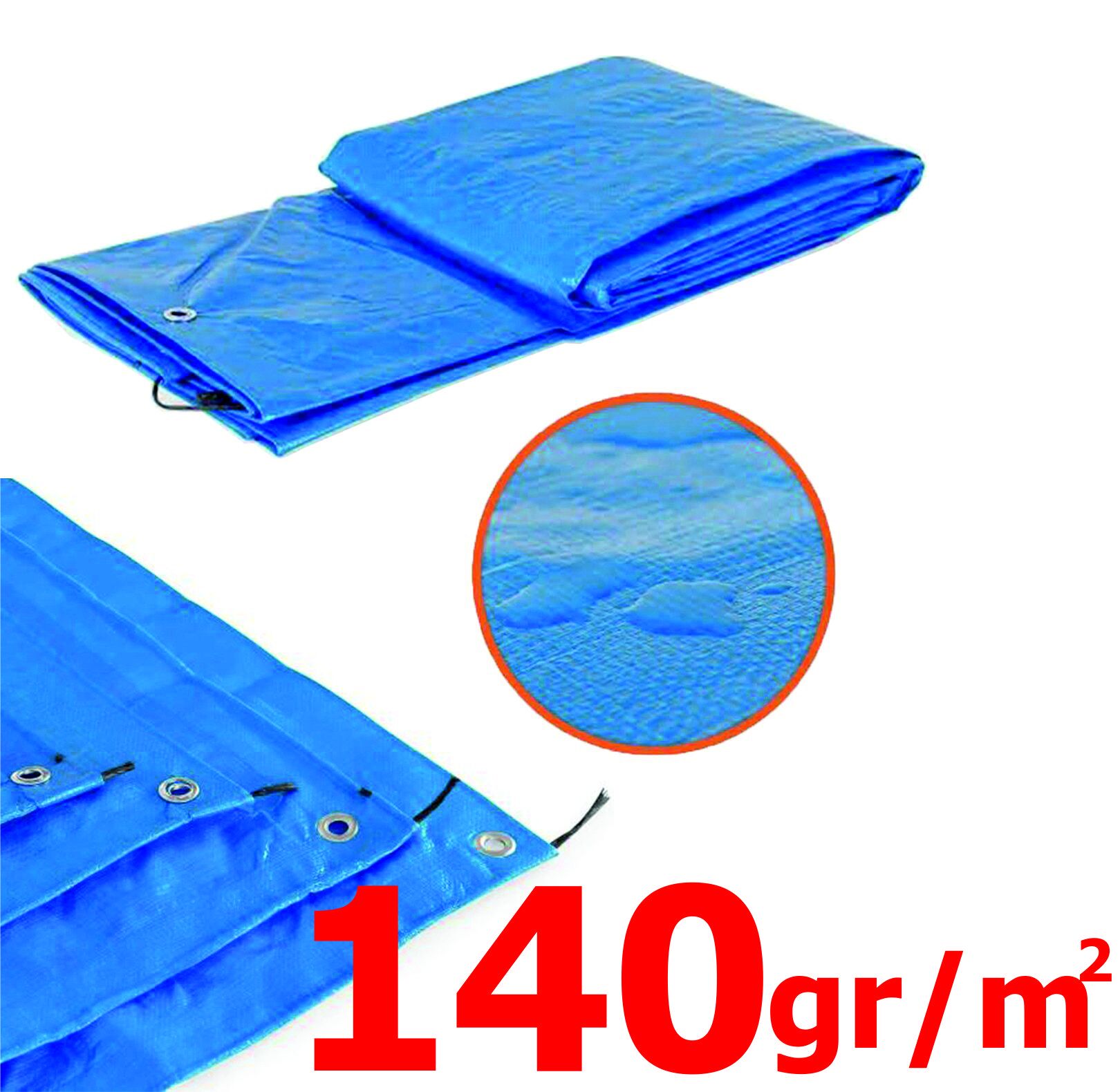 8x10 Metre Mavi 140gr Kalın Lamineli Branda Çadır Kamp Matı Gölgelik Örtülük Su Toz Geçirmez Tente